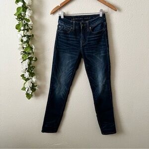 American Eagle Blue Dark Wash Next Level Stretch Skinny Jeans